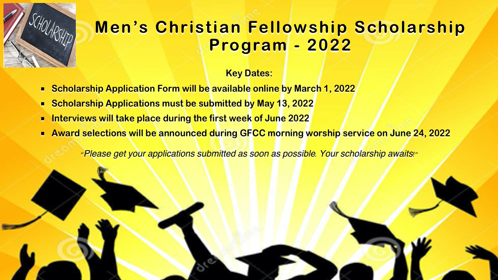 See the dates for the MCF Scholarship application process. More information is available <a href="/scholarship">here</a>. The application is available <a href="https://docs.google.com/forms/d/e/1FAIpQLSdsEyFi5Xw_GRh2wgAdhbfD-5VJHt9zRDry21yq07jkVe8trQ/viewform">here</a>